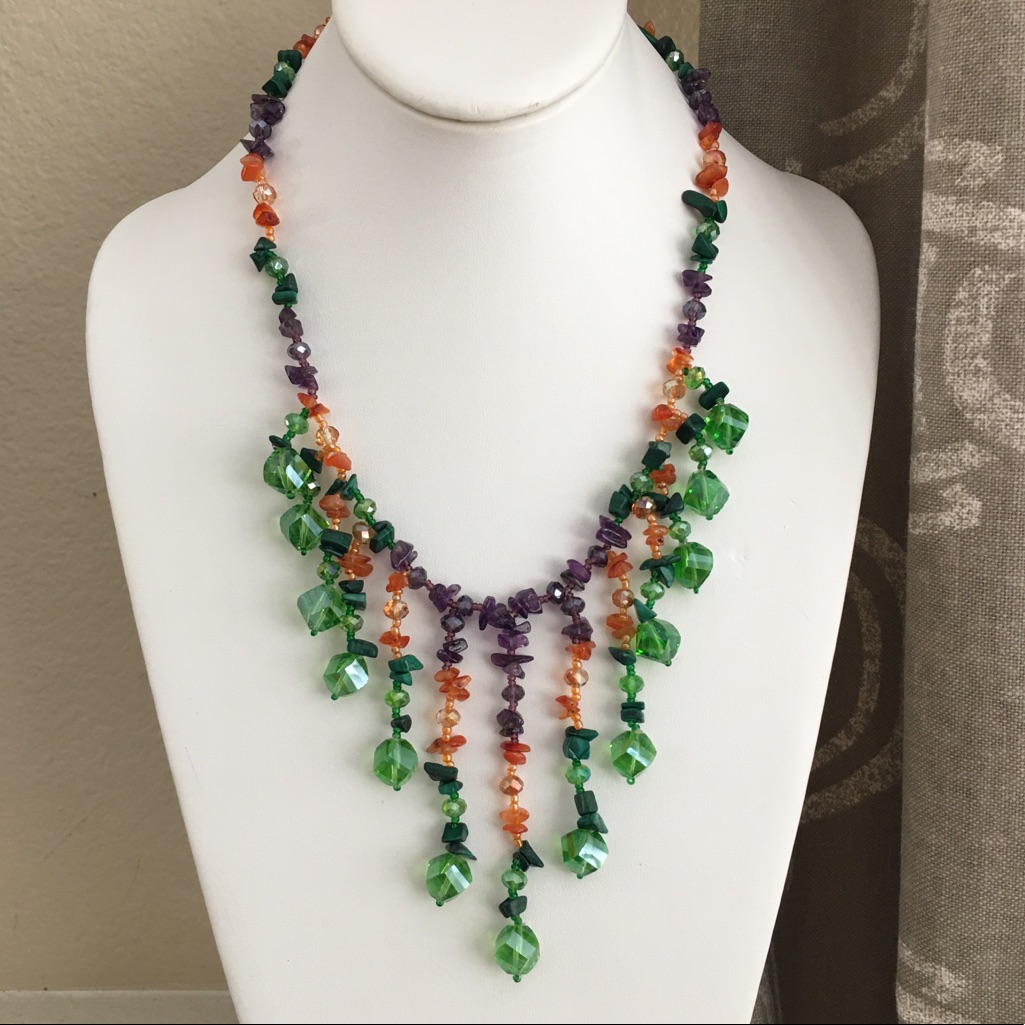 Multi Gem Bead Necklace 125$